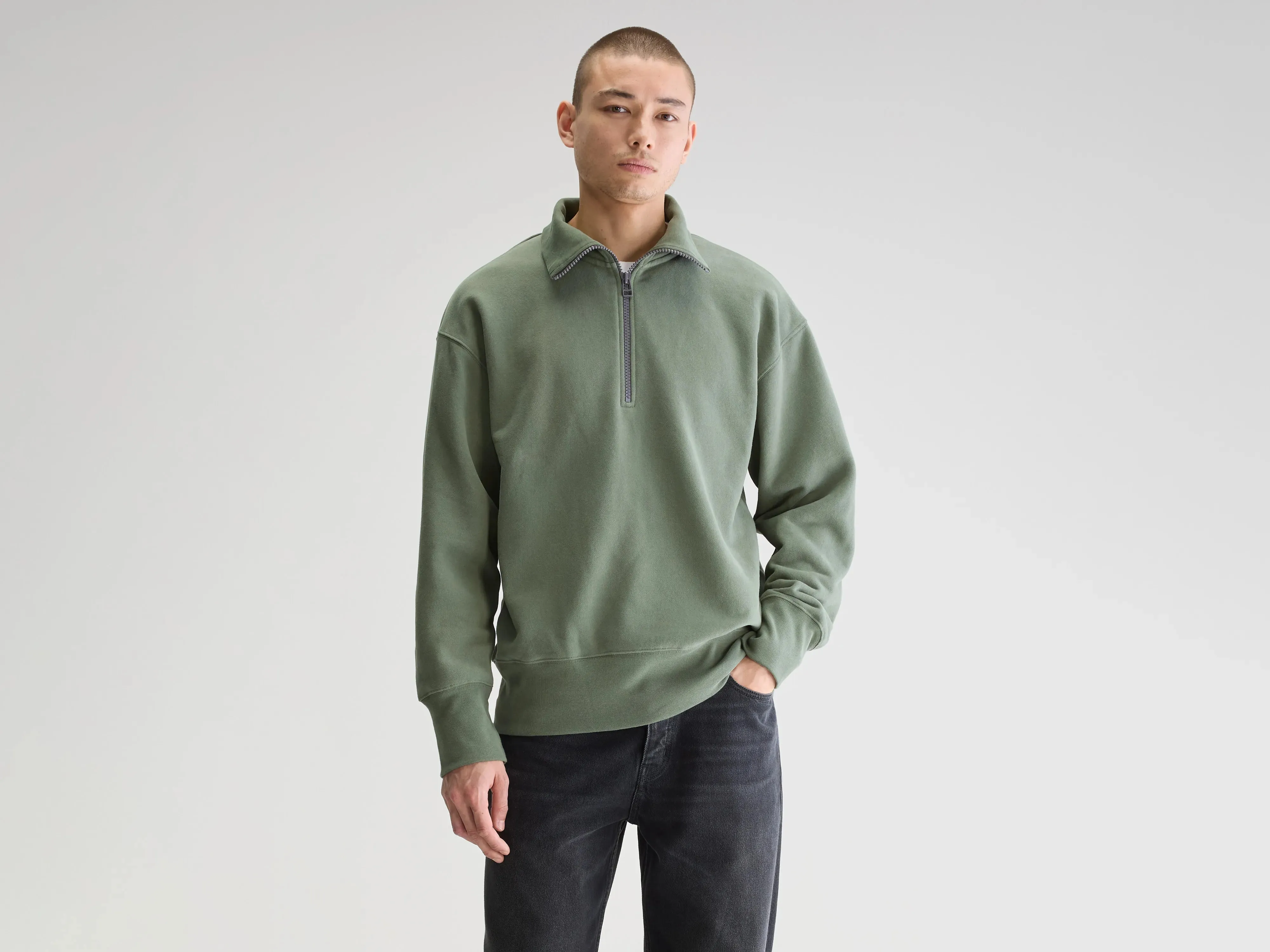Faber half-zip sweatshirt (251 / M / THYME) Relaxed Comfort
