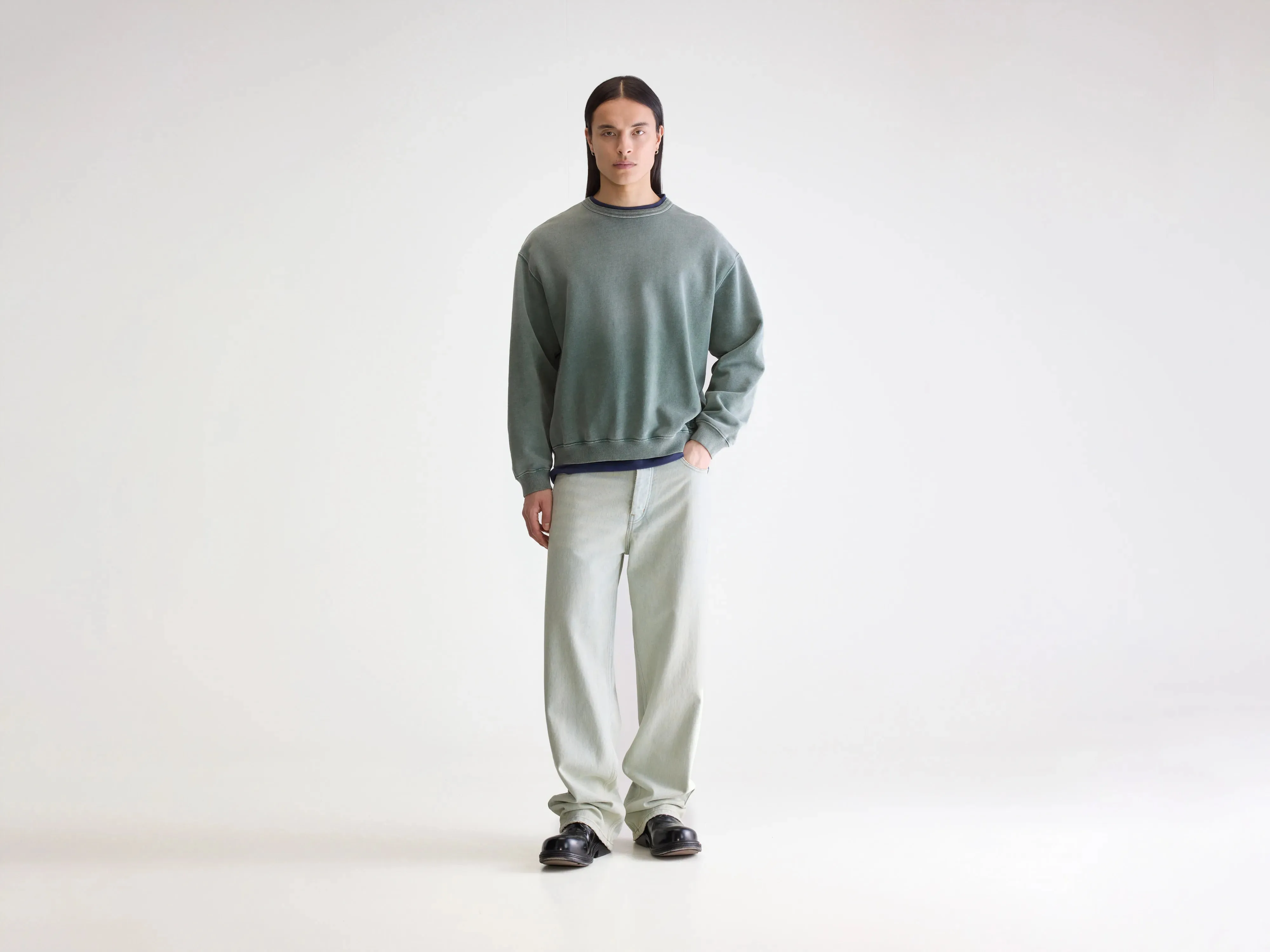 Mesh Lining Fabien crewneck sweatshirt (252 / M / BOTTLE)