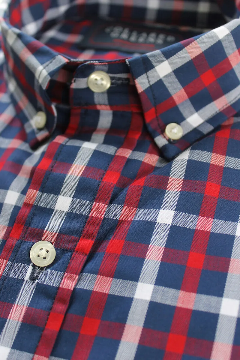 Arlington: Brookline Button Down Shirt - Red/Navy (S & M) Lightweight button-down