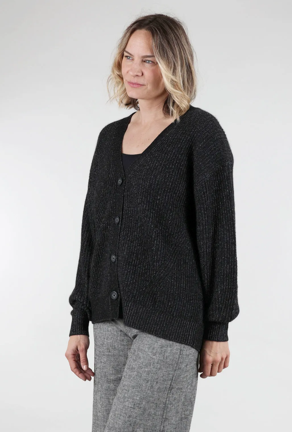Fairfax Cashmere Cardie, Black Pepper Comfortable Design