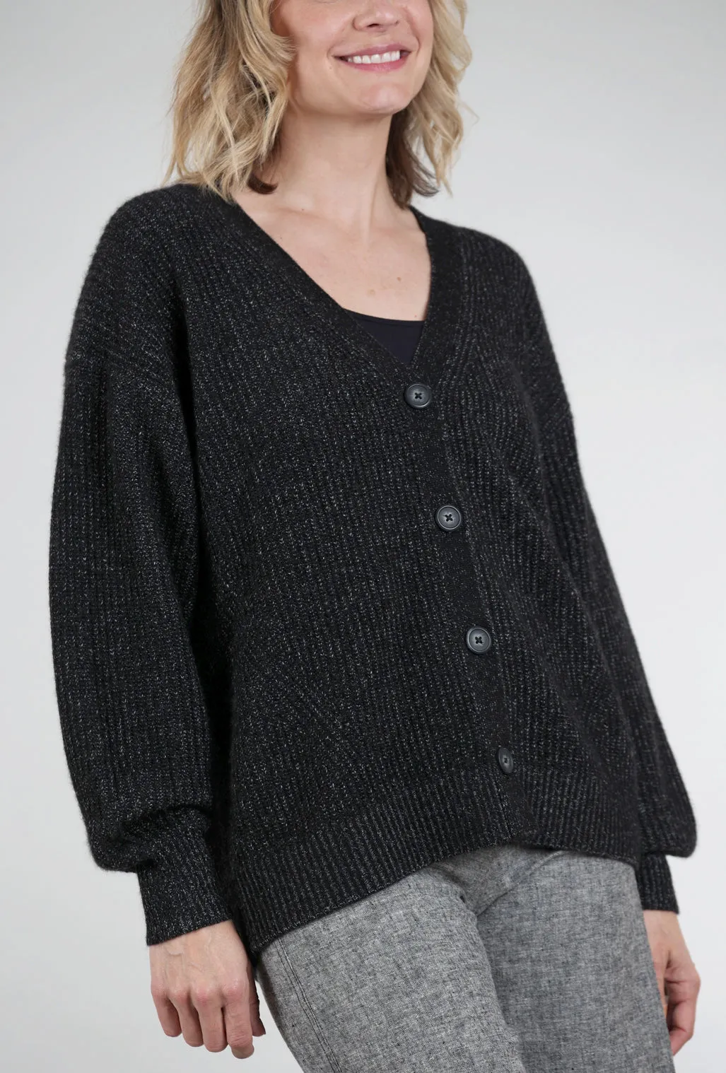 Fairfax Cashmere Cardie, Black Pepper Comfortable Design