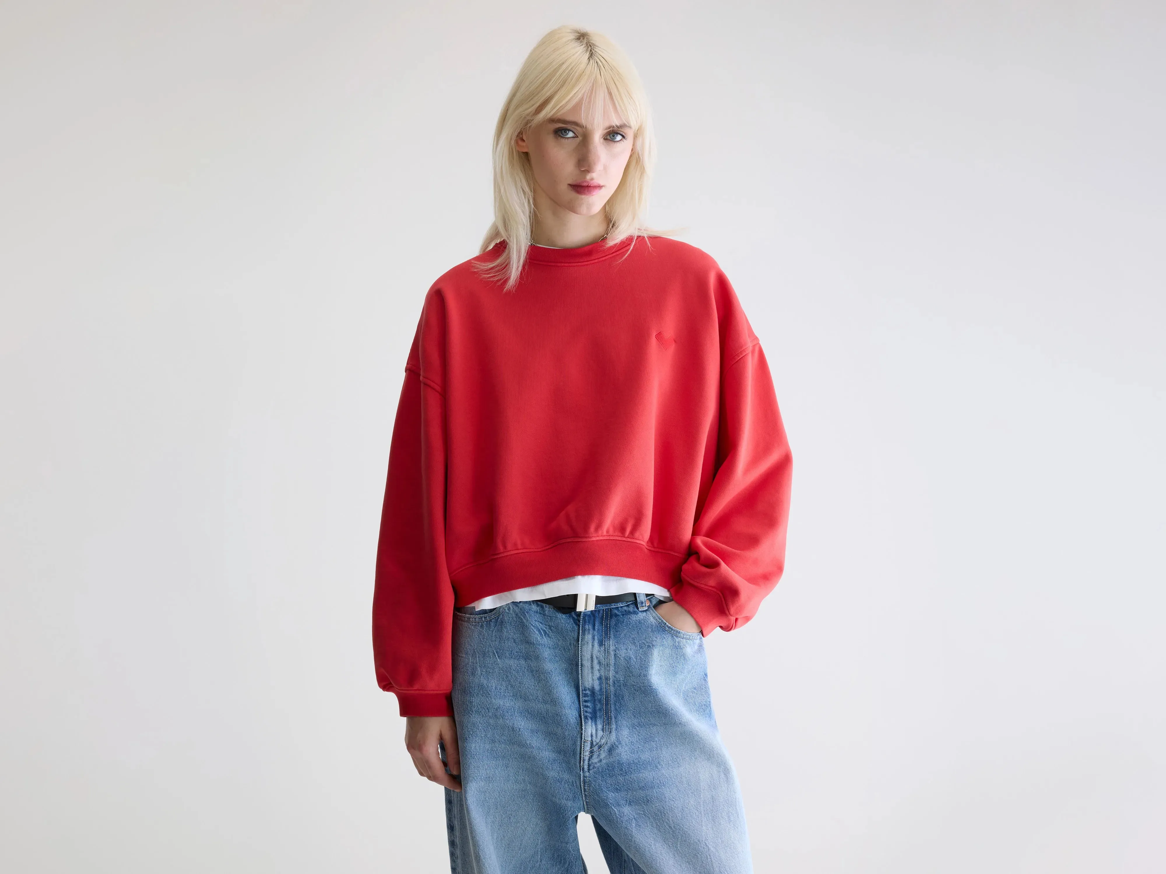 Layer Sporty Branded Look Fancy cropped crewneck sweatshirt (252 / W / SANGUINE)