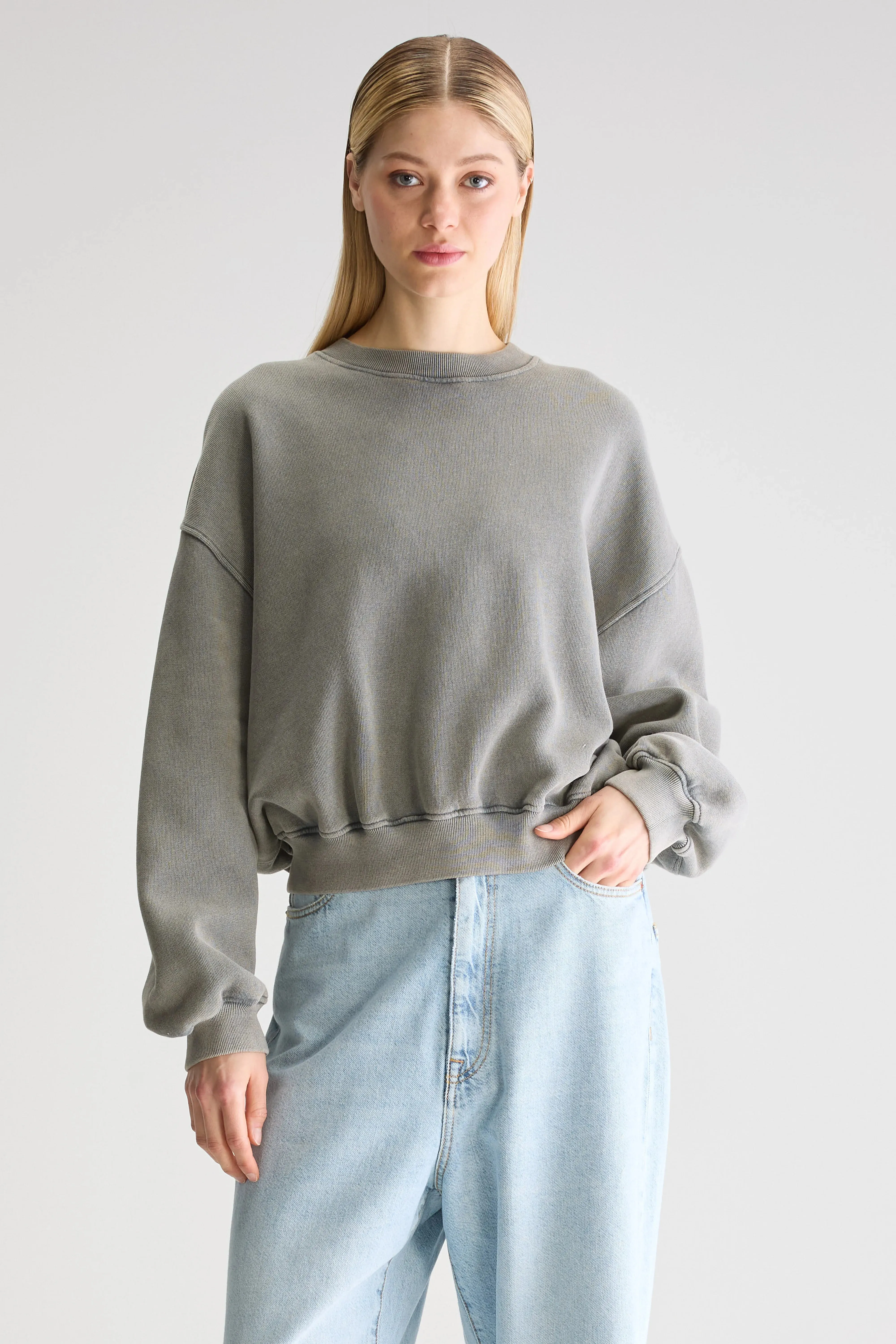 Fancy cropped sweatshirt (251 / W / BLACK SAND) Street Classic