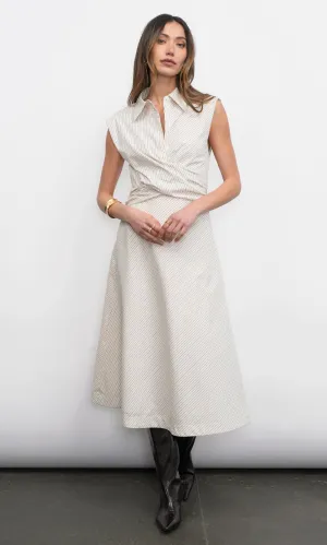 Lorena Stripe Shirt Collar Midi Dress G257D6503