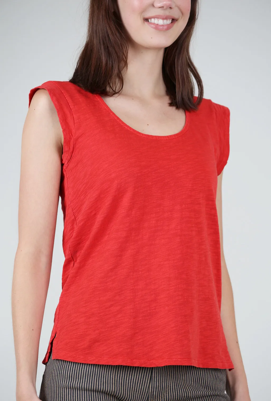 Fashion Essential Cap-Sleeve Scoop-Neck Tee, Fiesta
