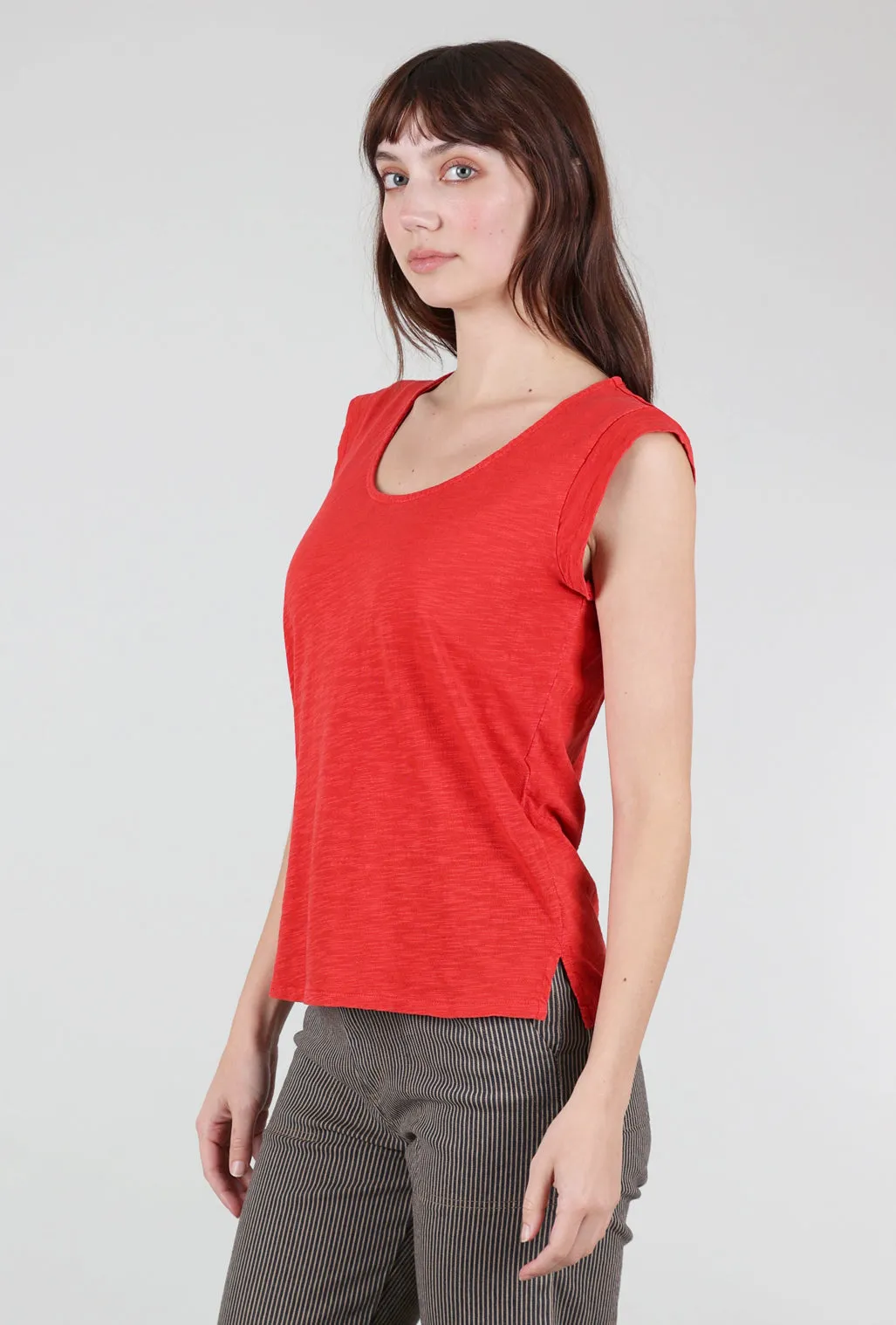 Fashion Essential Cap-Sleeve Scoop-Neck Tee, Fiesta