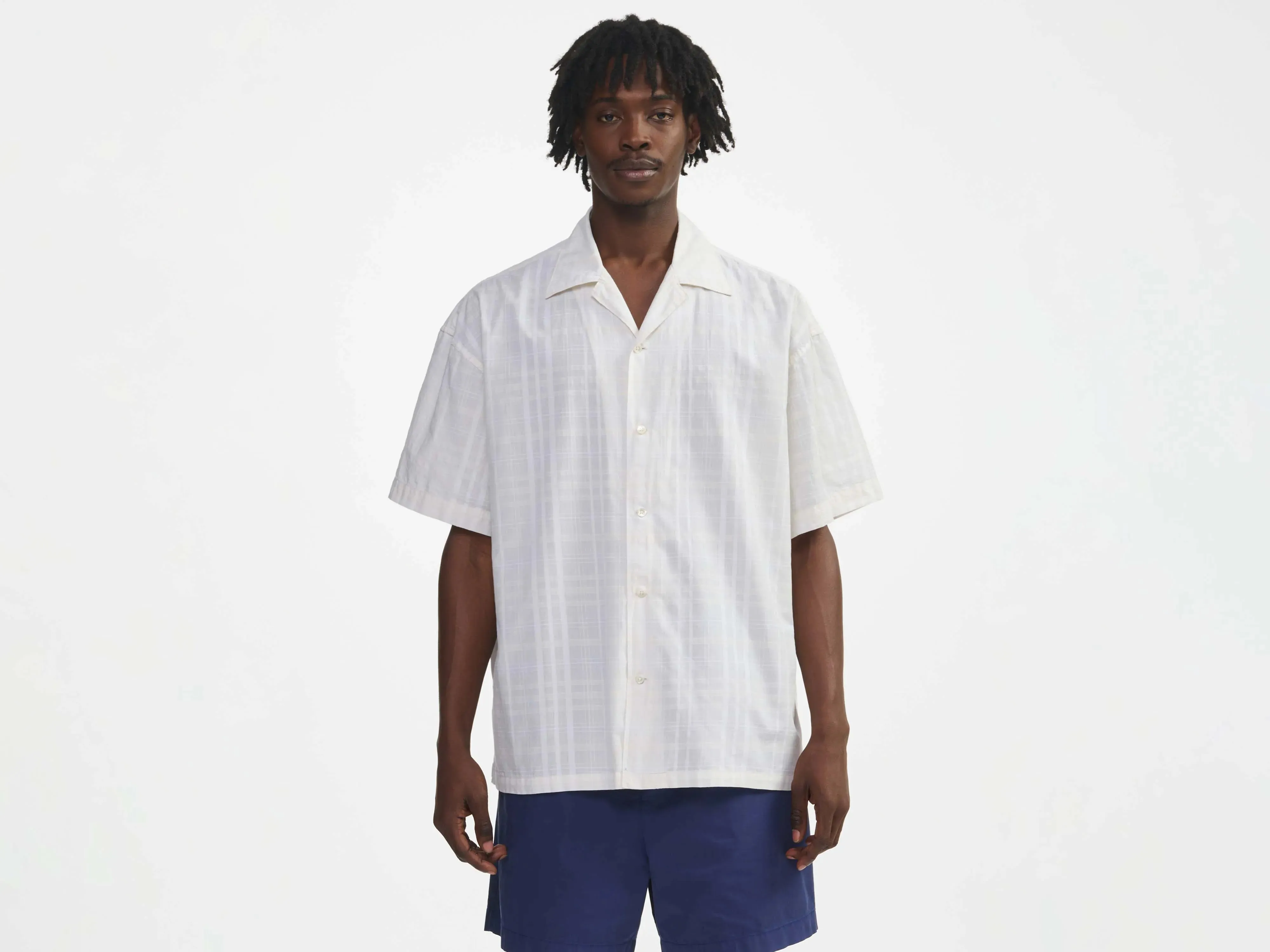 Satin feel flare shirt (241 / M / CHECK A)