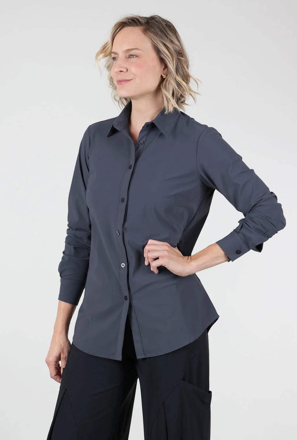 Fashionable Choice Tech Sullivan Button-Up Shirt, Steel