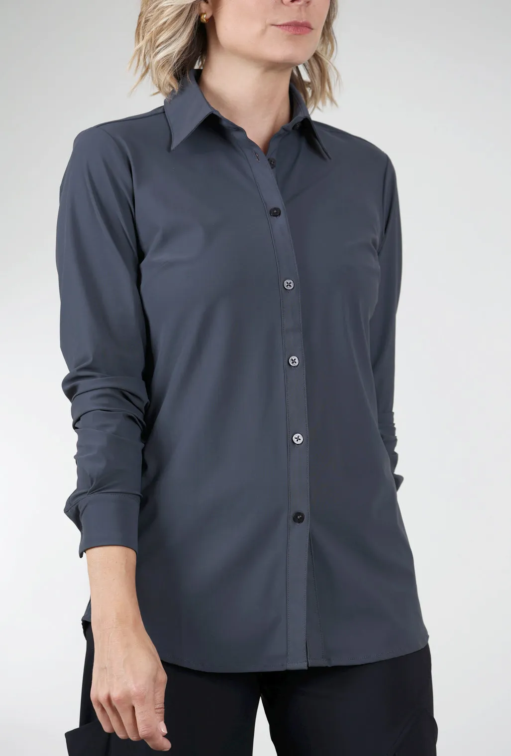 Fashionable Choice Tech Sullivan Button-Up Shirt, Steel
