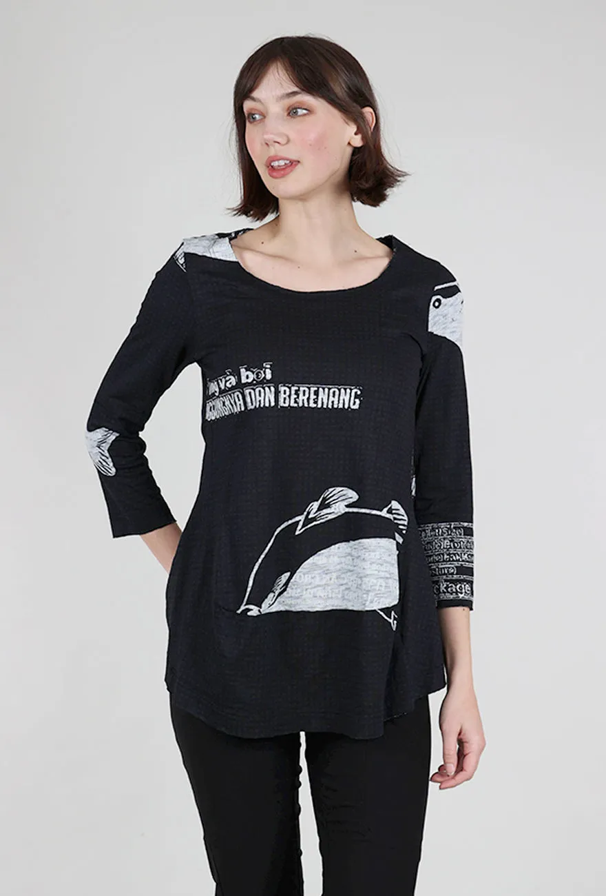 Limited Edition Slub Jersey 3/4 Shapely Tee, Black