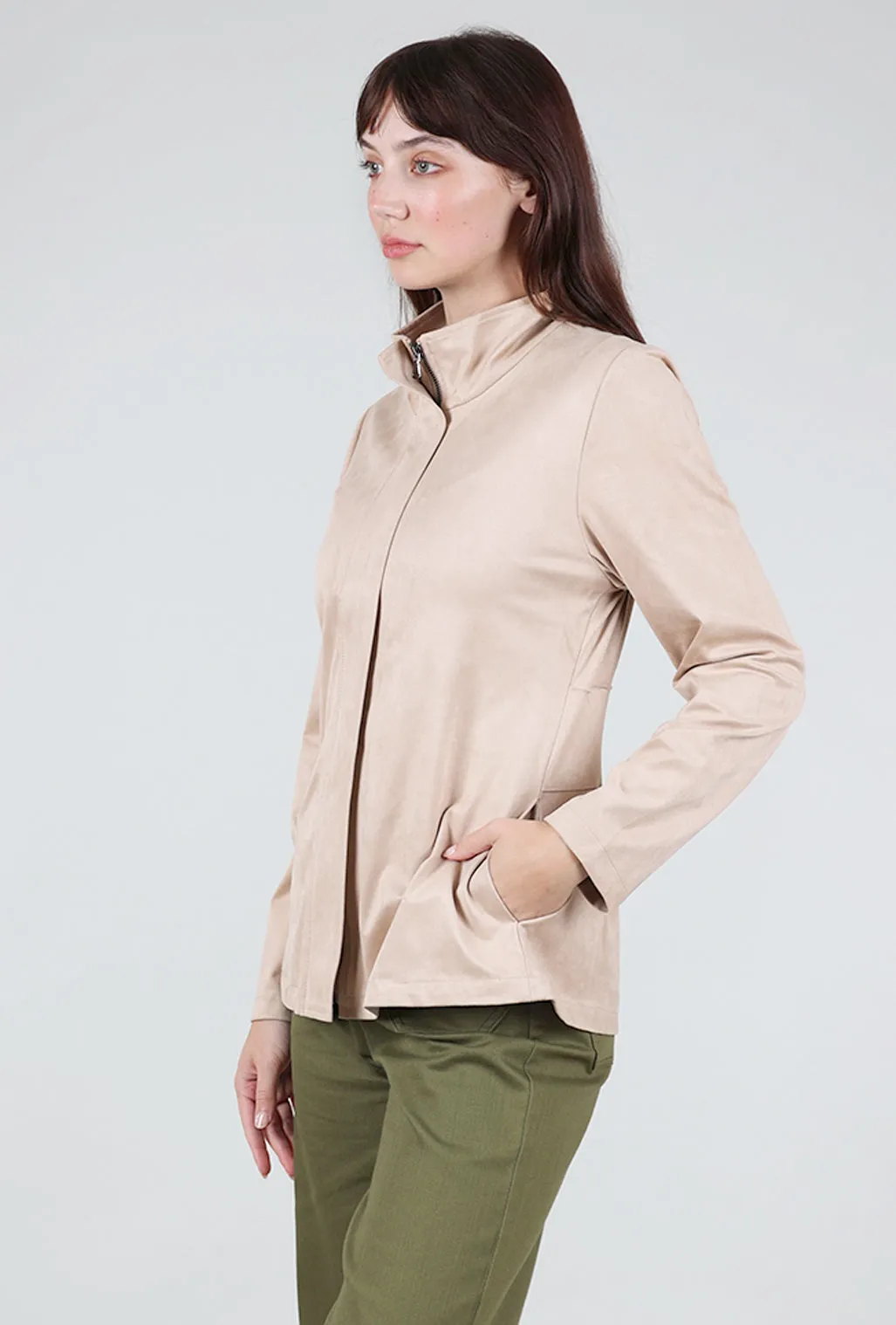 Faux Suede Jacket, Natural Lotion bottle
