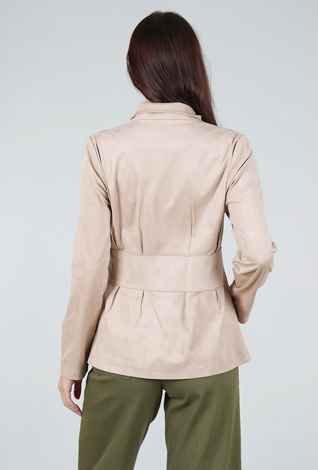 Faux Suede Jacket, Natural Lotion bottle