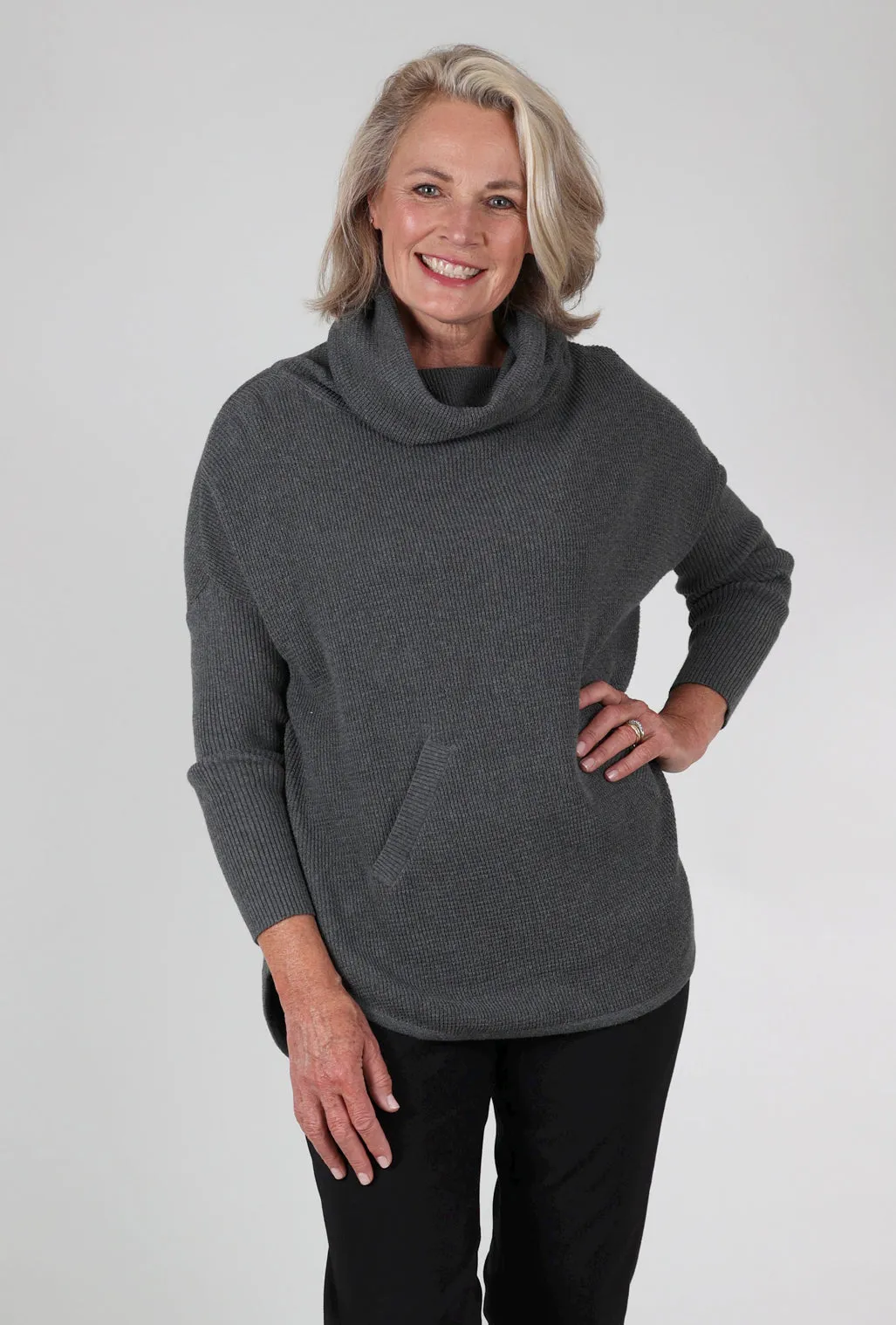 Favorite Waffle Cowl, Asphalt Versatile winter sweater