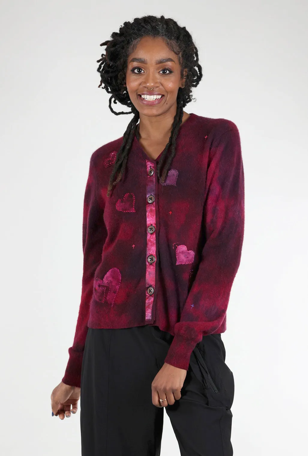 Relax Daily Feint Decon V Cardie, Rouge