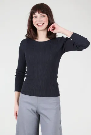Layering piece for winter Slim-fit winter knit Felicia Ribbed Crew, Navy