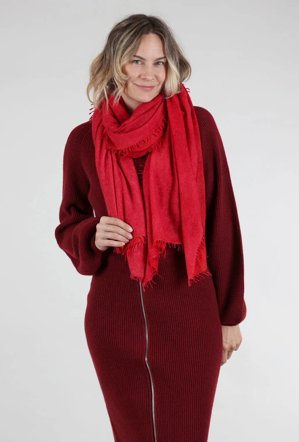 Wool blend pullover Felted Cashmere Scarf, Crimson