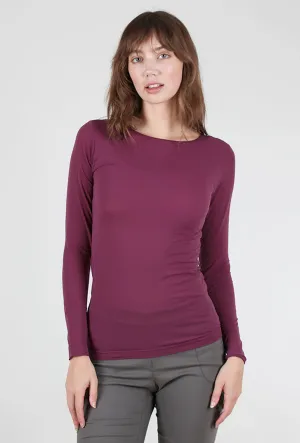 outer wear short front long back Raw Edge Solid Second Skin Top, Merlot