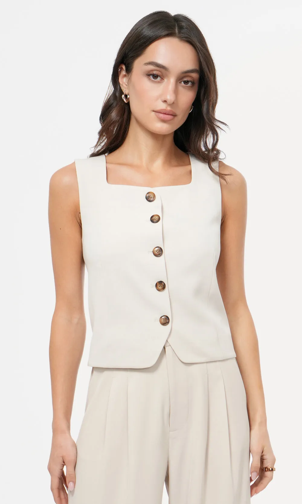 Feminine Touch Julia Button Front Vest Top