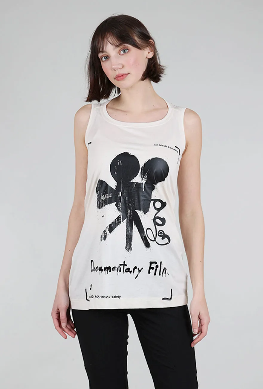 All-Season Wear Film Set Graphic Tank, Greige/Black