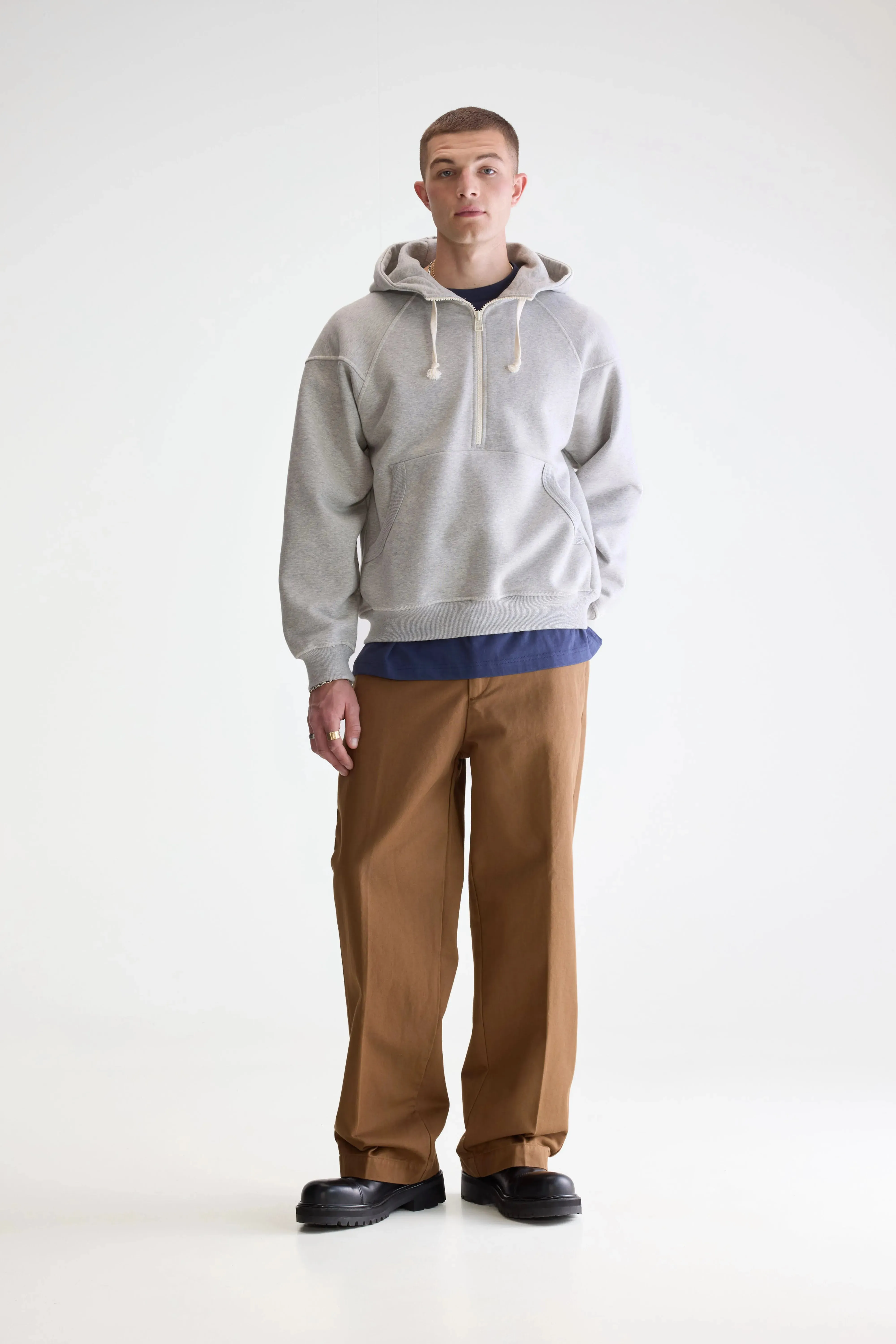 Find zipped-collar hoodie (252 / M / H. GREY) Daily Comfort