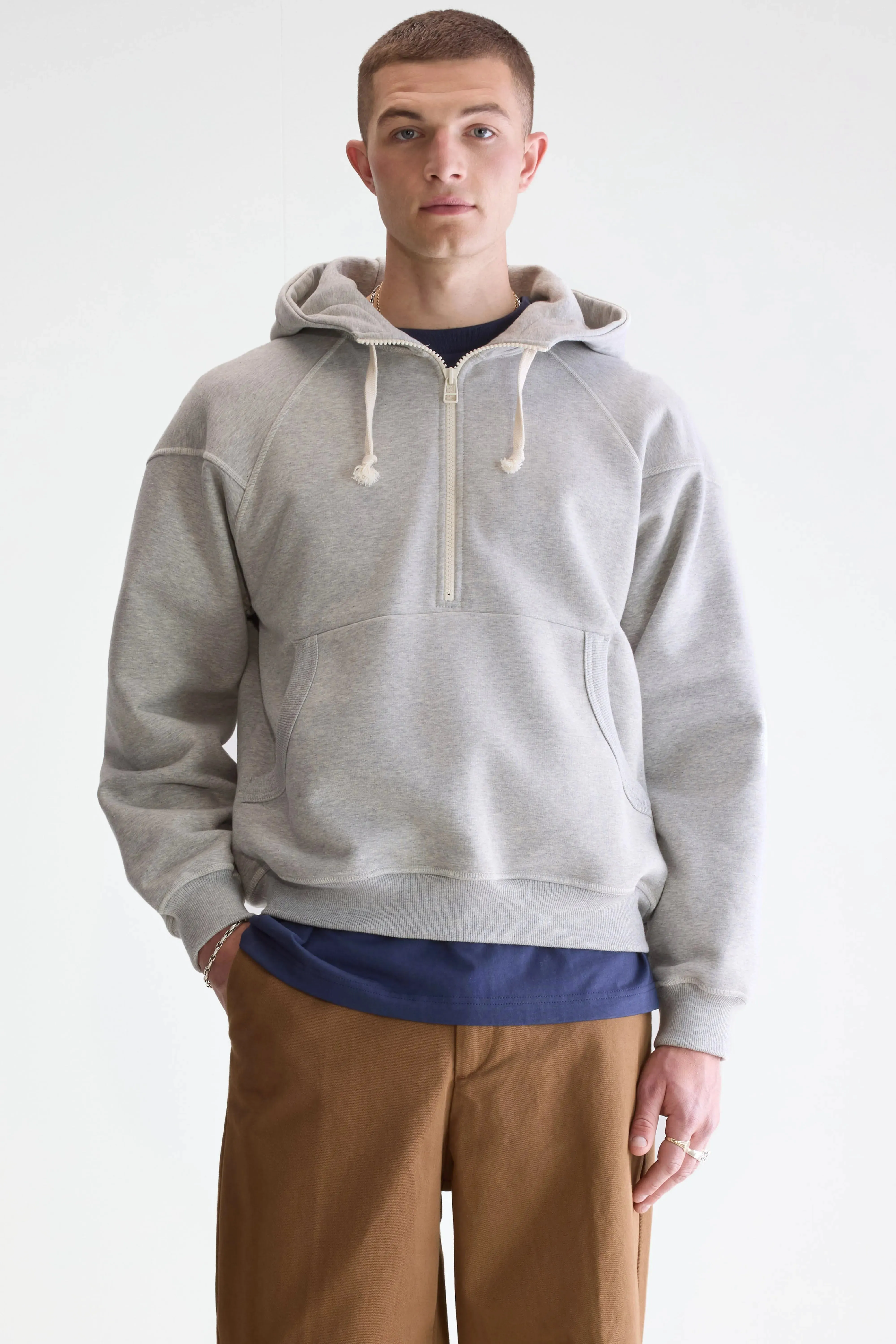 Find zipped-collar hoodie (252 / M / H. GREY) Daily Comfort