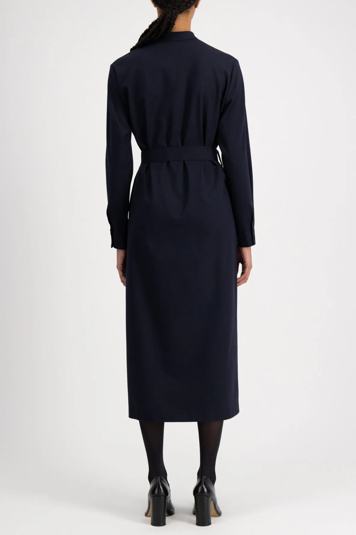 Fine Sets Long Belted Shirt Dress