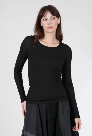 Loose style gentle style Fine Wool-Blend Layering Top, Black