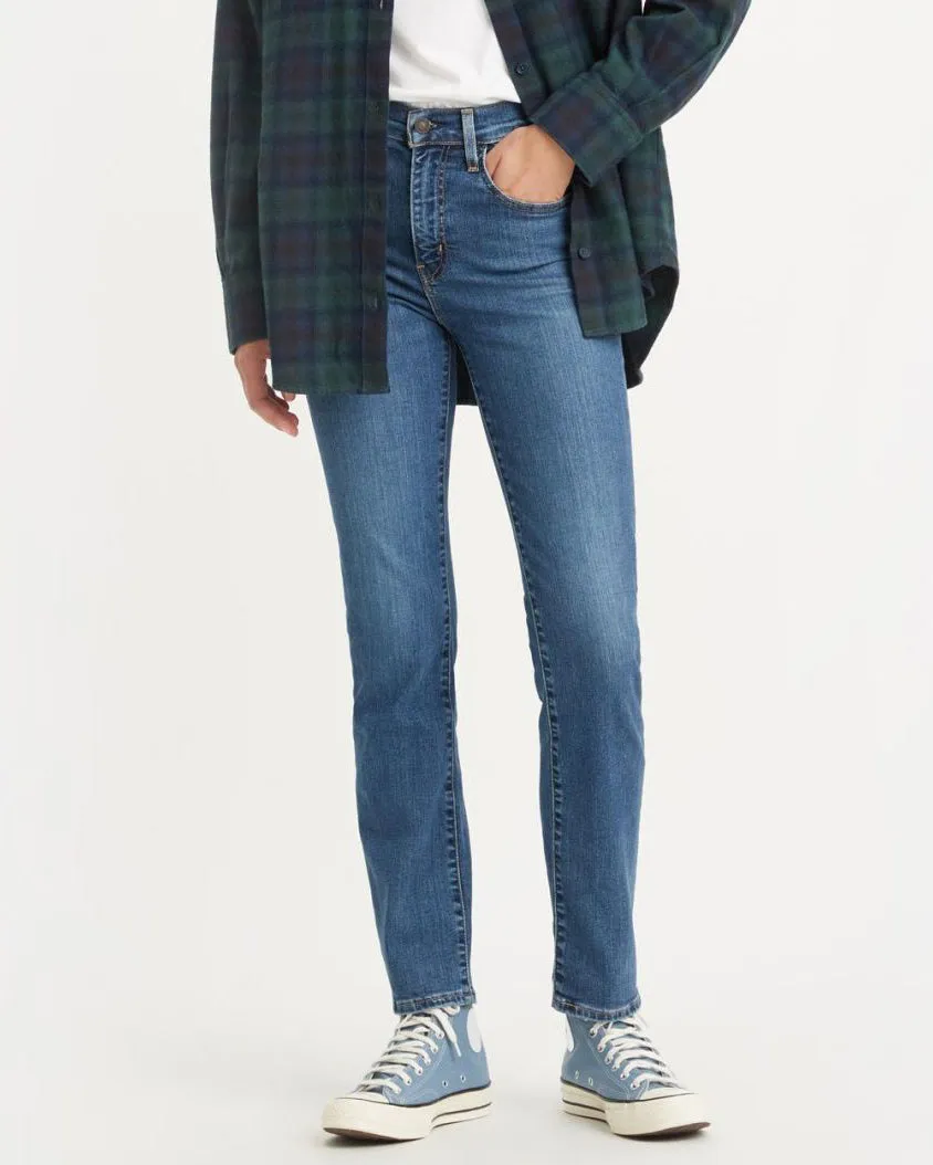 Levi's Womens 724 High Rise Straight Leg Jeans - Blue Wave Mid | Levi's Jeans | JEANSTORE