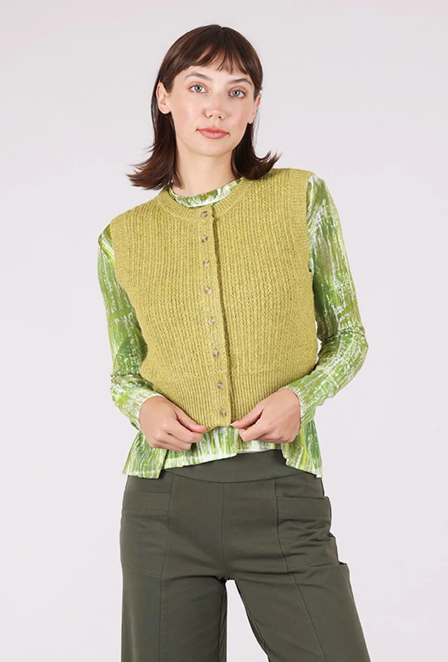 Knitwear for layering Fitted Button-Up Shell, Citron