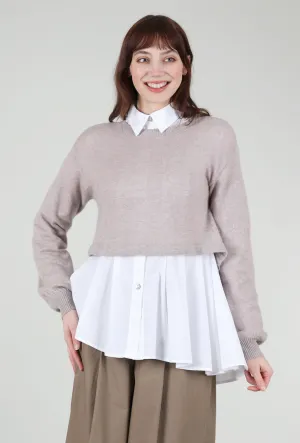 Warm Layers Minimal Wardrobe Heathered Moors Crop Sweater, Soft Brown Mauve