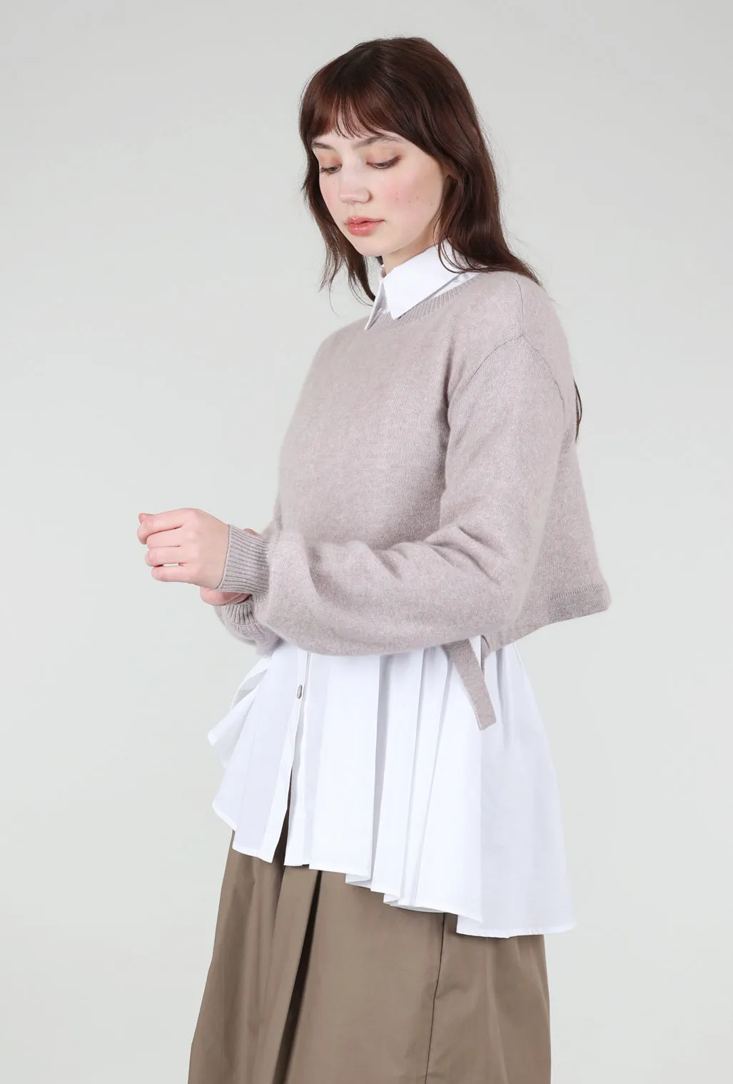 fitted fit Heathered Moors Crop Sweater, Soft Brown Mauve
