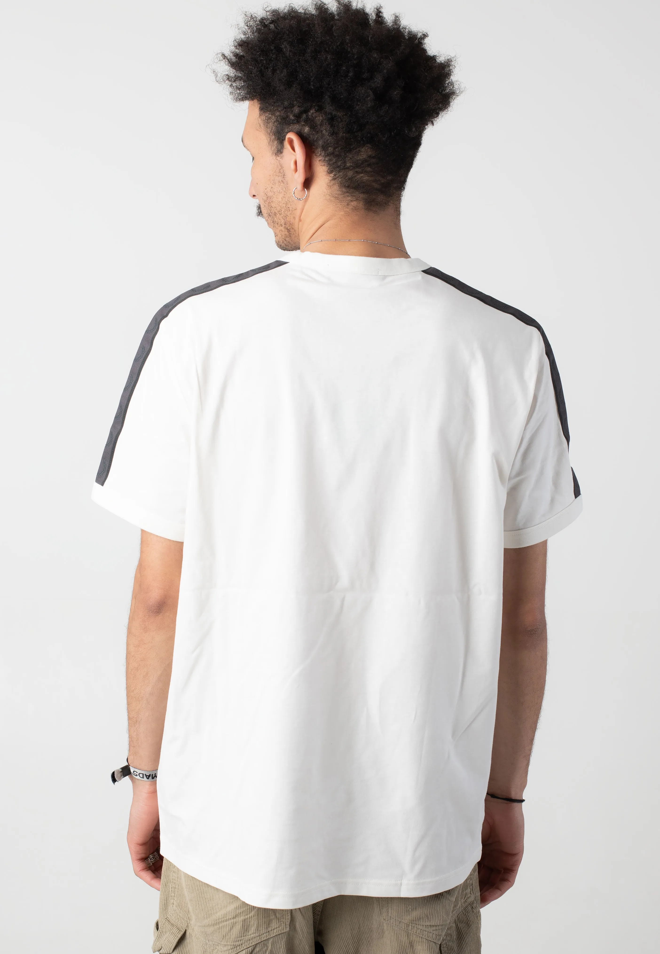 Fitted Style Fred Perry - Contrast Tape Ringer Lecru/Agrey - T-Shirt