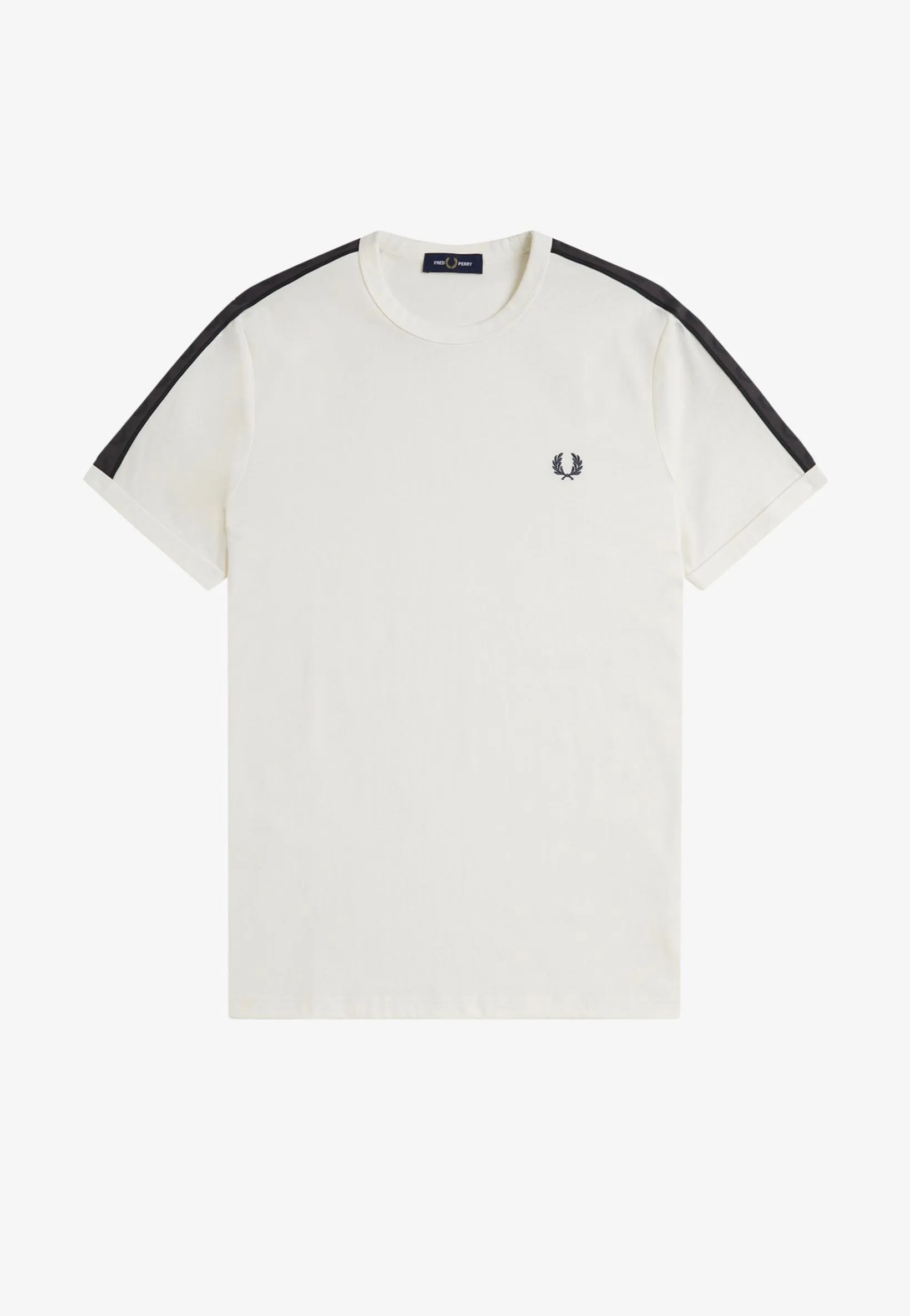 Fitted Style Fred Perry - Contrast Tape Ringer Lecru/Agrey - T-Shirt