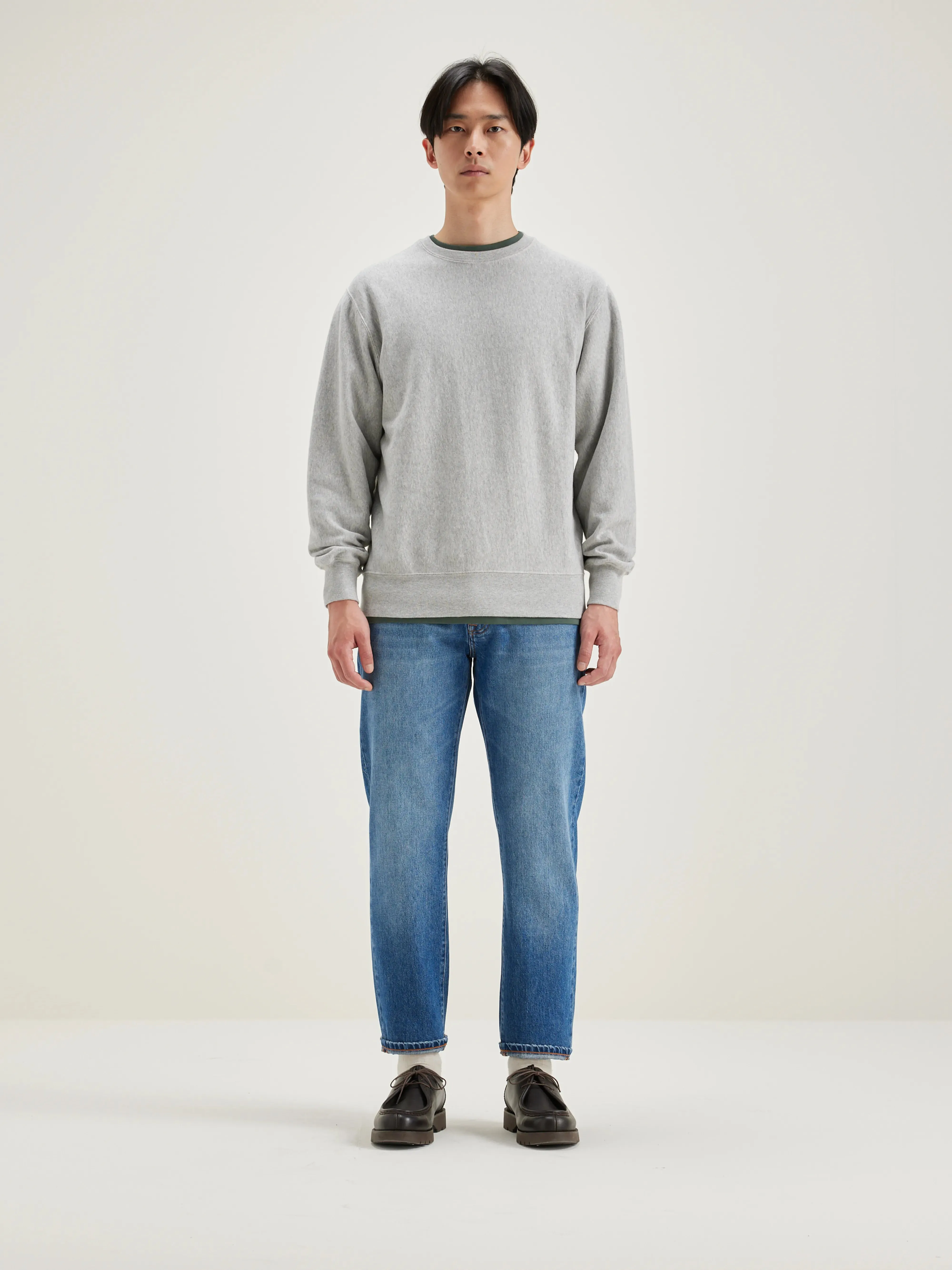Flake crew-neck sweatshirt (242 / M / H. GREY) Loose Fit