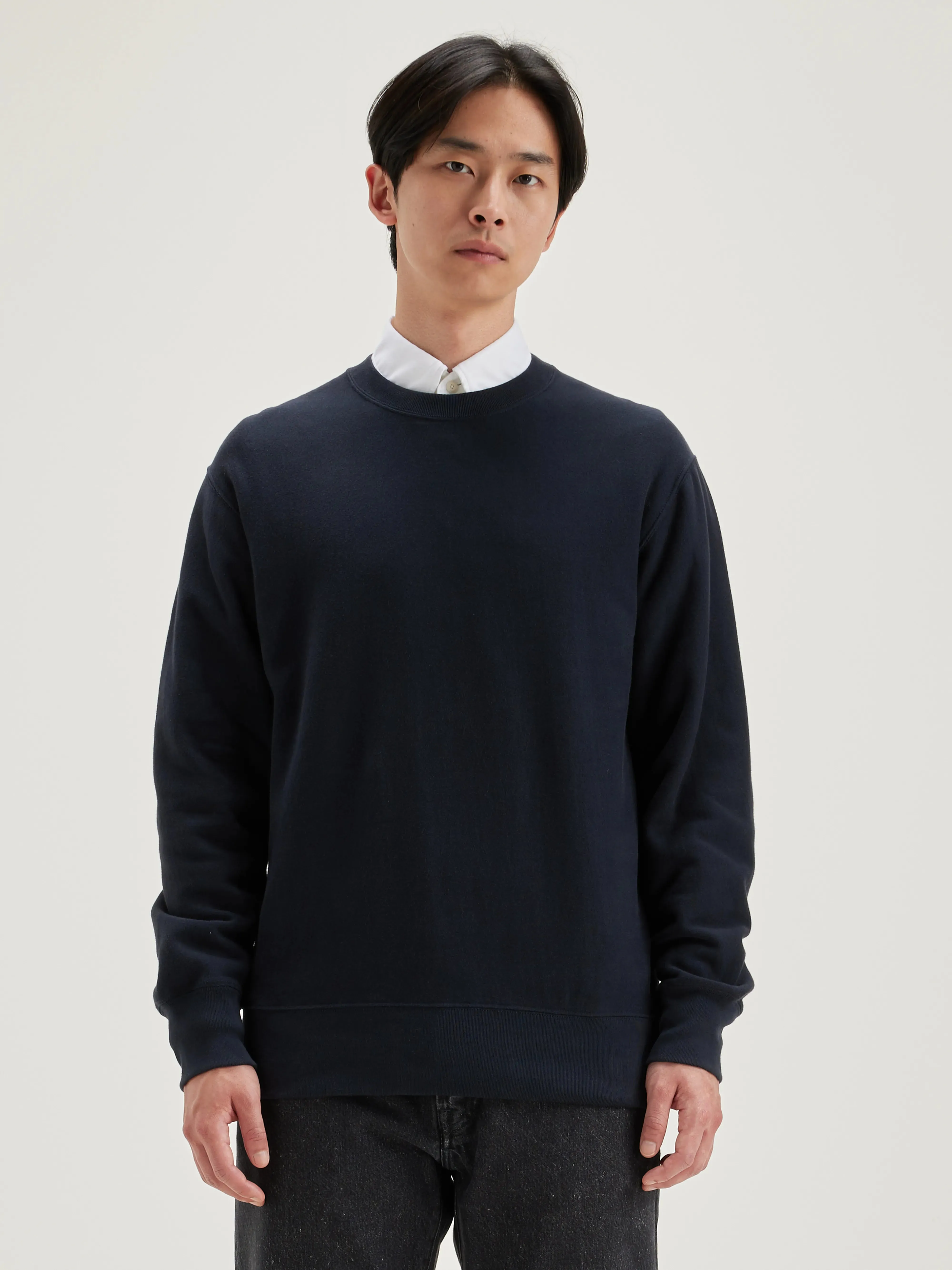 Flake crew-neck sweatshirt (242 / M / NAVY) Everyday Fit