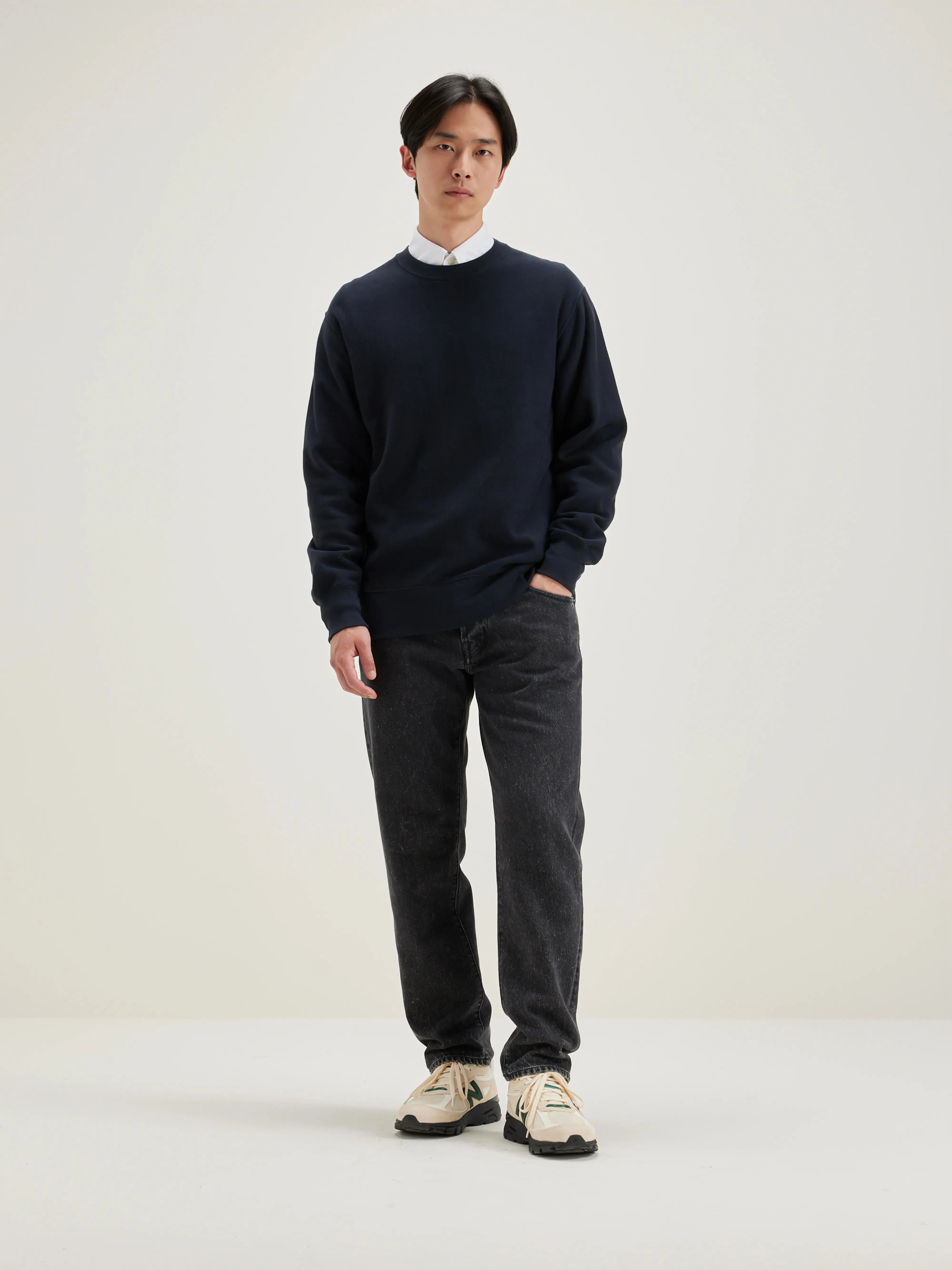 Flake crew-neck sweatshirt (242 / M / NAVY) Everyday Fit