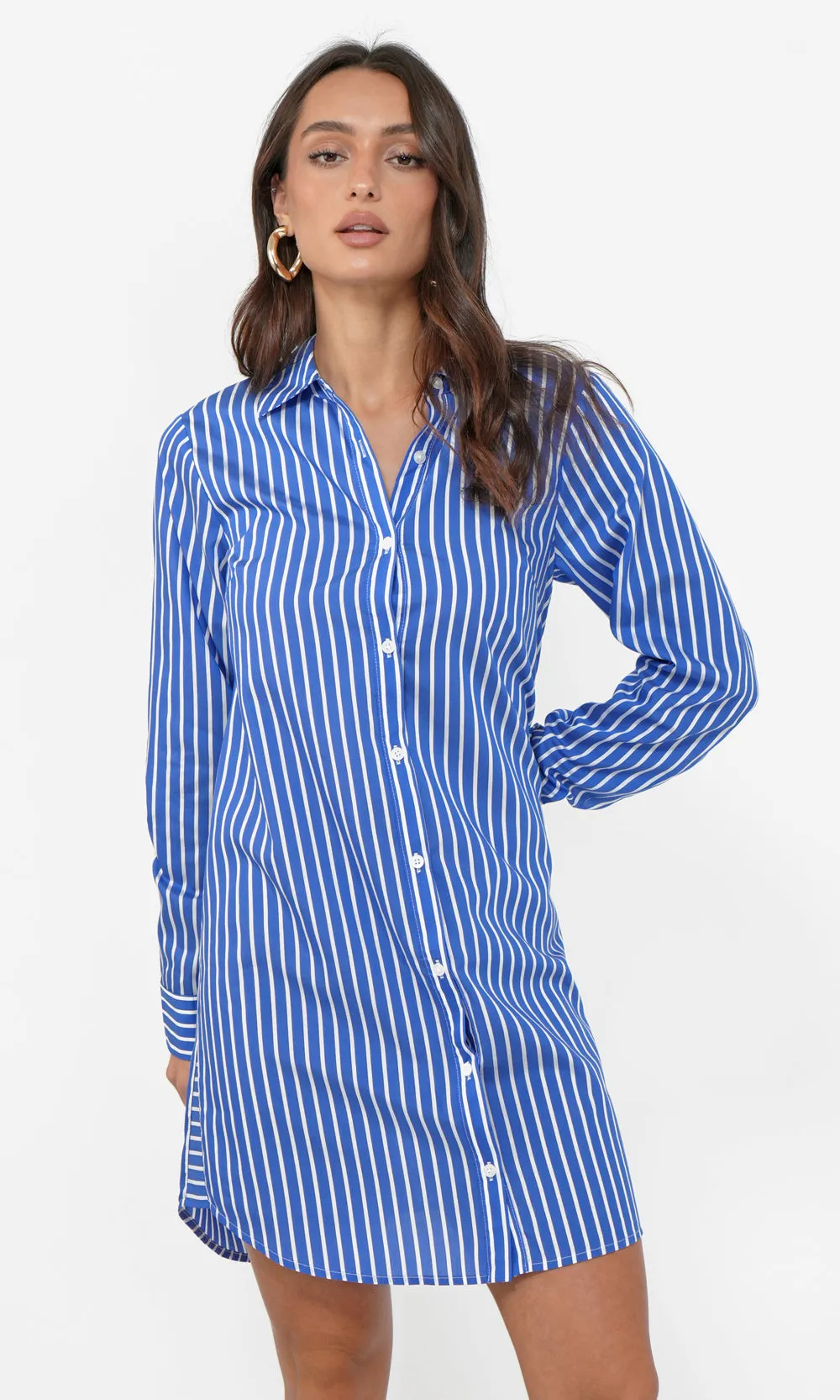 Flared Skirt Nanda Bold Stripe Tunic Shirtdress