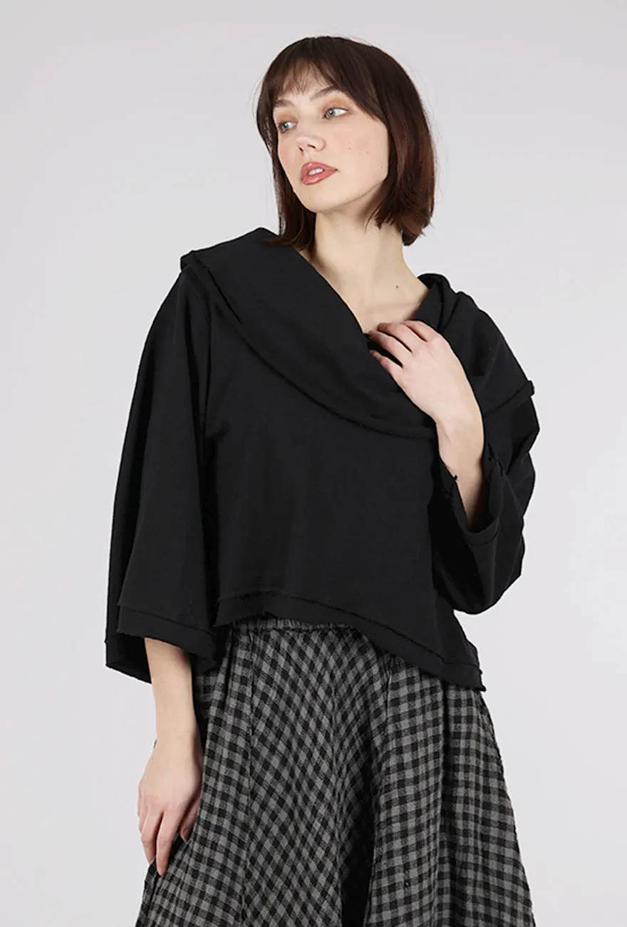women's commute French Terry Jackie O Top, Black
