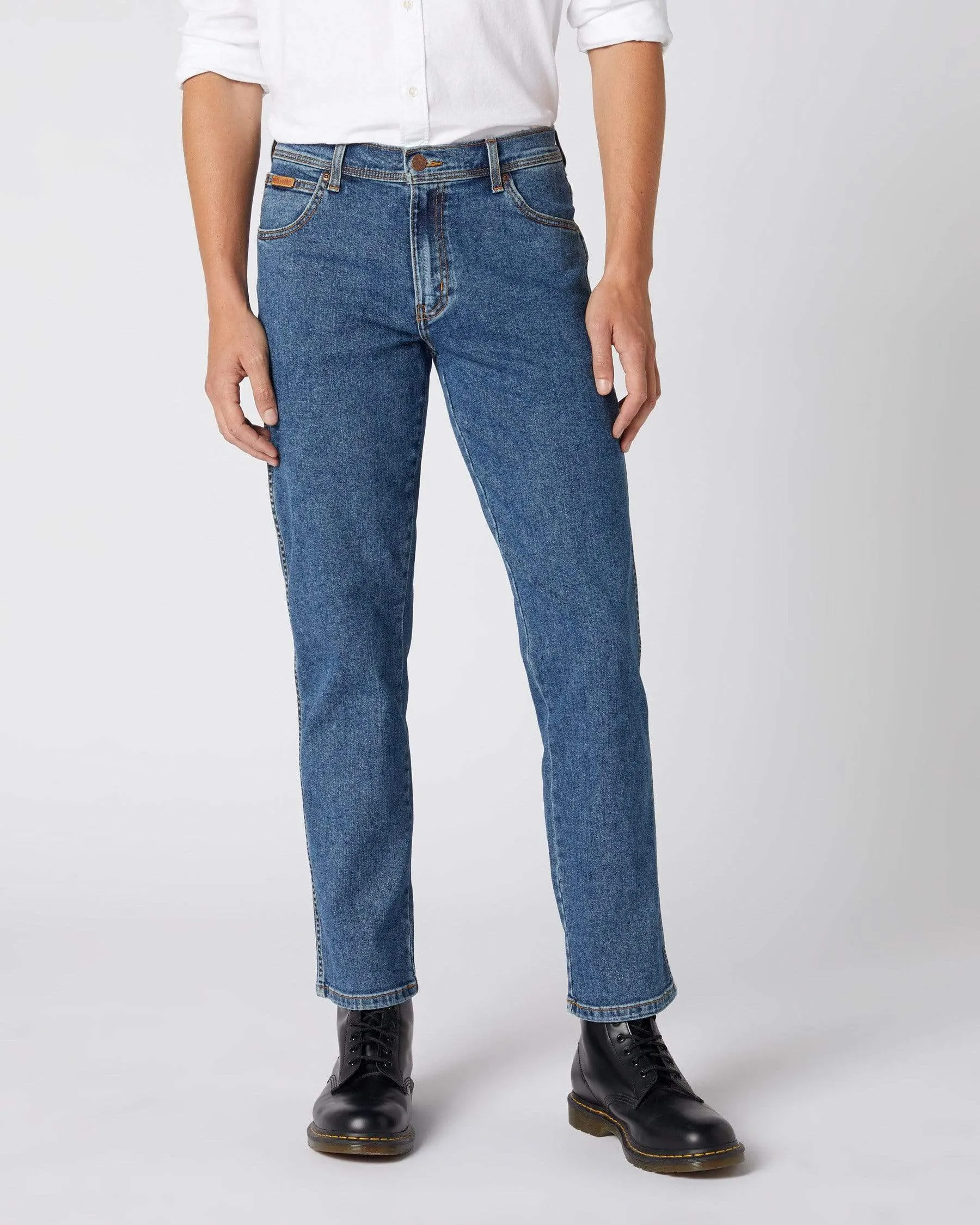 Wrangler Texas Stretch Authentic Straight Mens Jeans - Stonewash Blue | Wrangler Jeans | JEANSTORE
