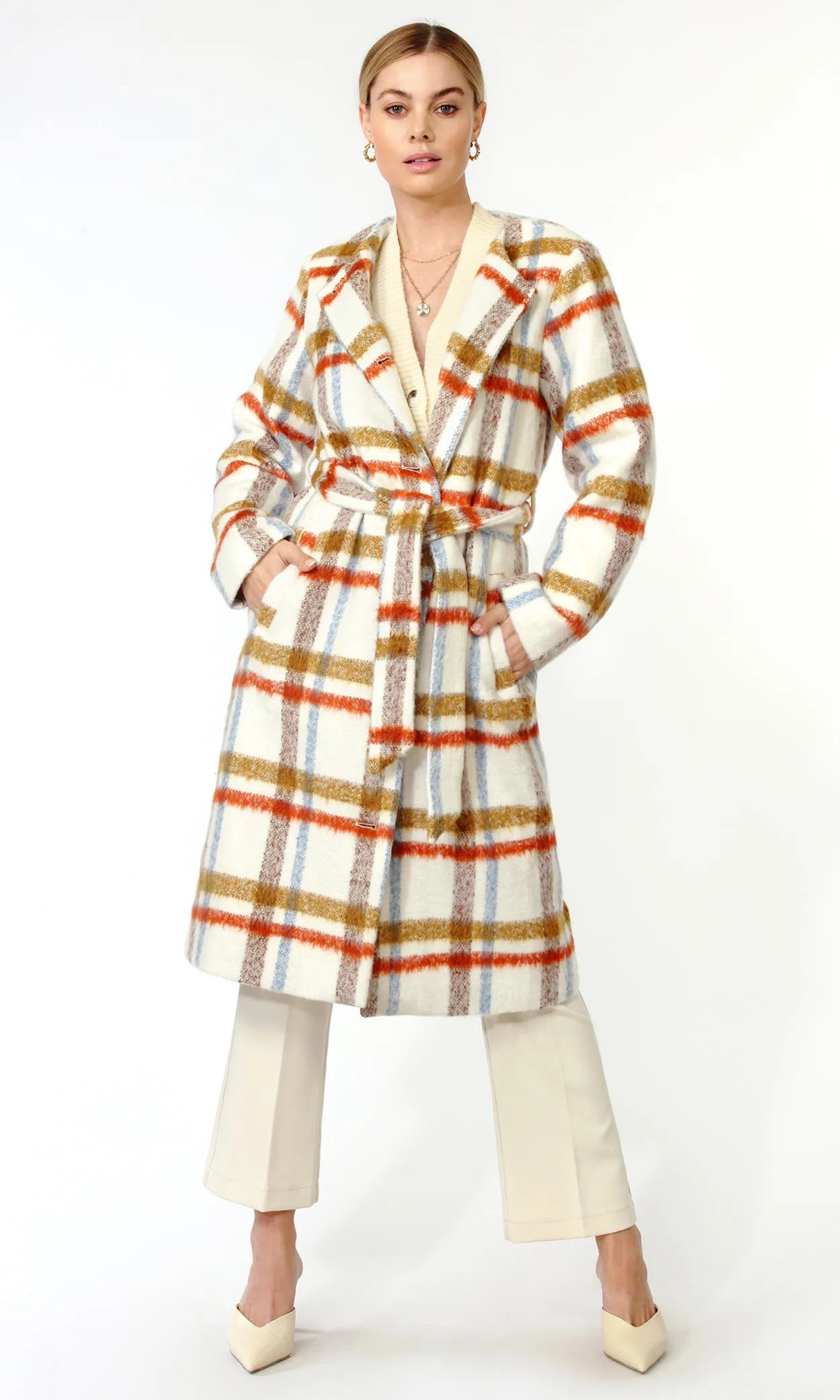 Fleece Lined Jannis Large Check Long Coat