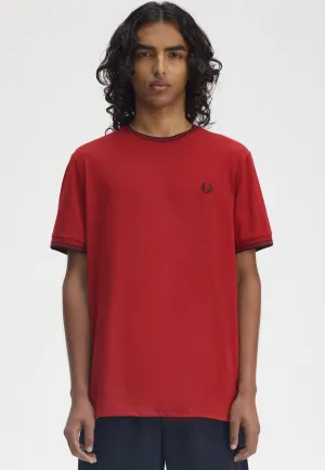 Fred Perry - Twin Tipped Burnt Red/Navy - T-Shirt Perfect for Vacation Breathable fabric