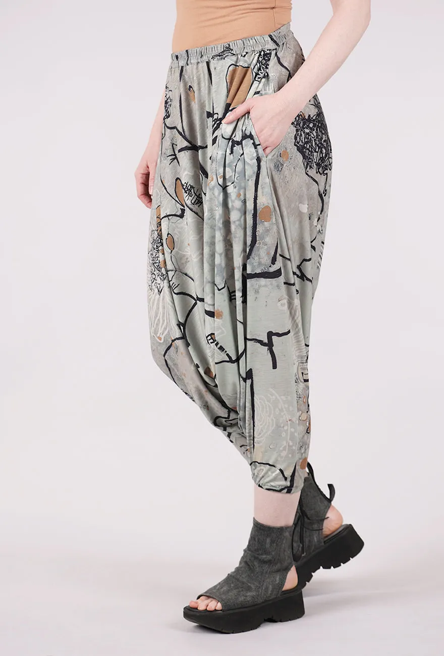 Flexible Waist Knit Harem Pant, Sage/Camel/Black