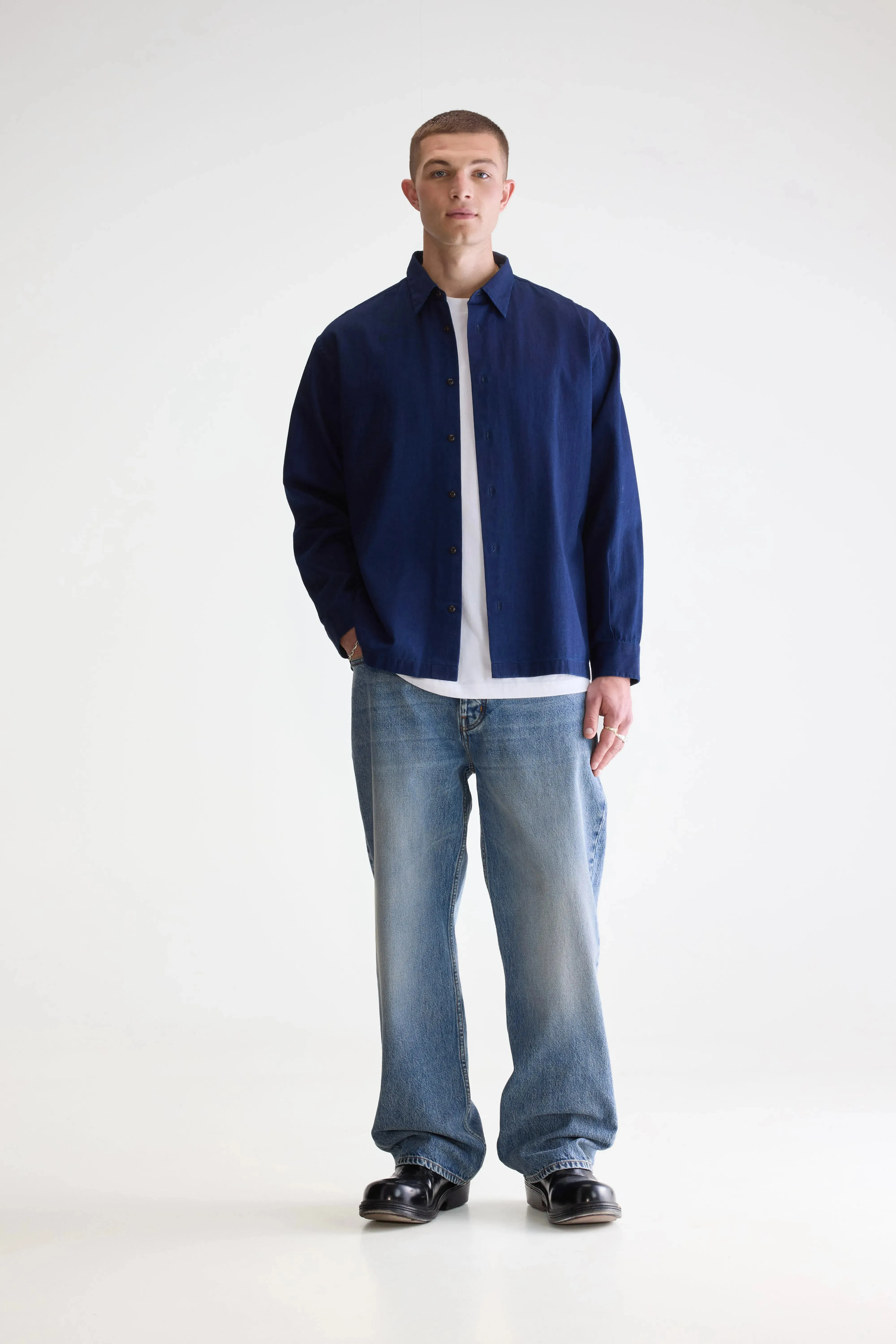 Flip relaxed shirt (252 / M / INDIGO) Light Motion