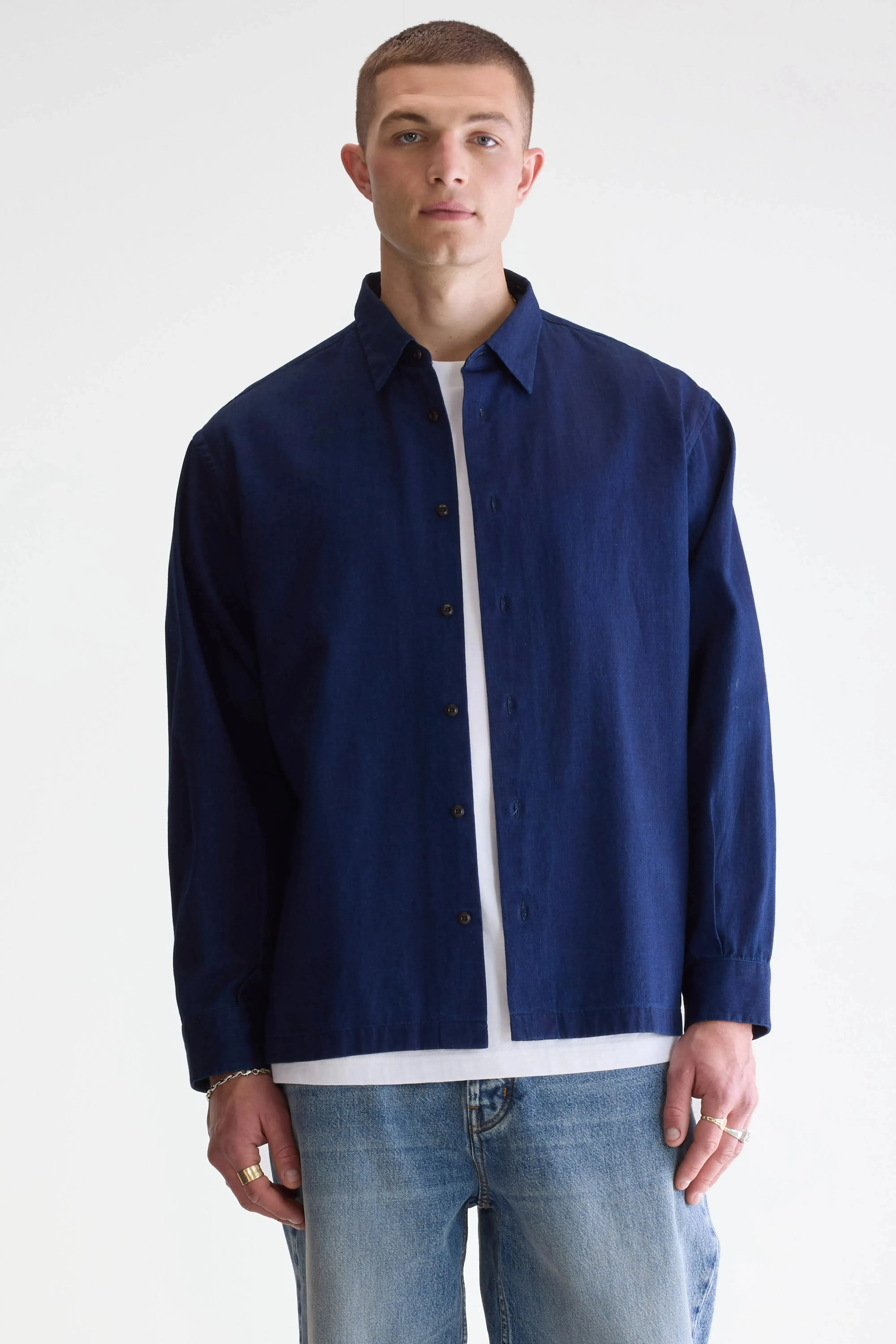 Flip relaxed shirt (252 / M / INDIGO) Light Motion
