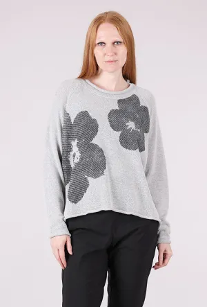 Flocked Cotton Rollneck Sweater, Light Gray/Dark Gray Heavy-knit pullover