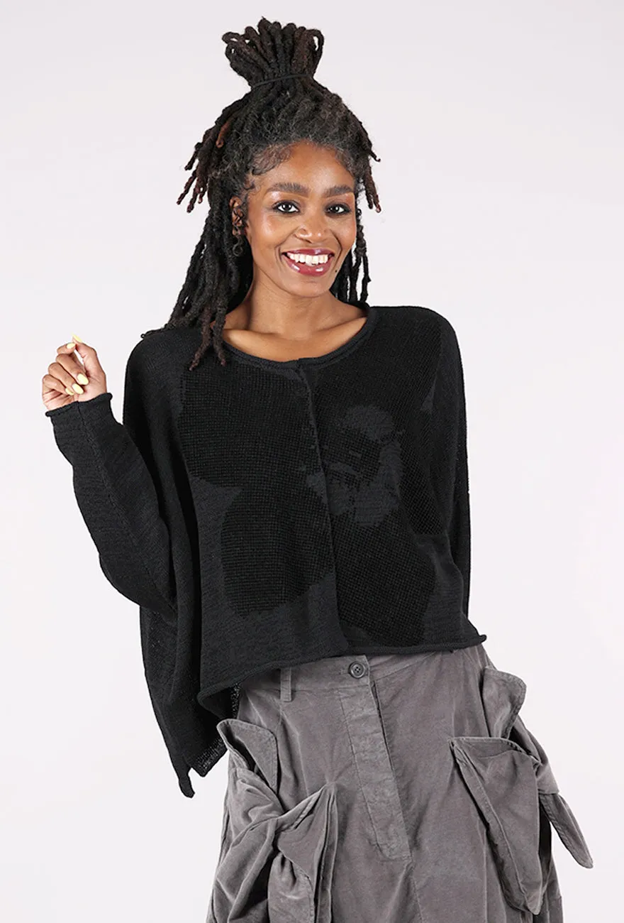 Flocked Cotton Swing Cardie, Black/Black Go-To Fit