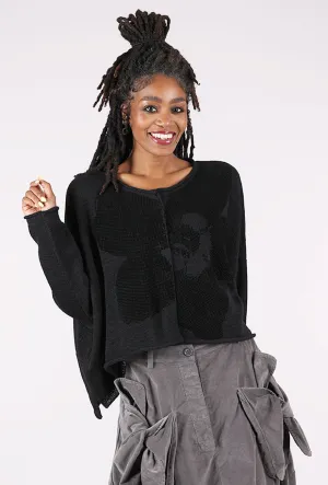 Flocked Cotton Swing Cardie, Black/Black Fashionable knitwear Versatile knitwear
