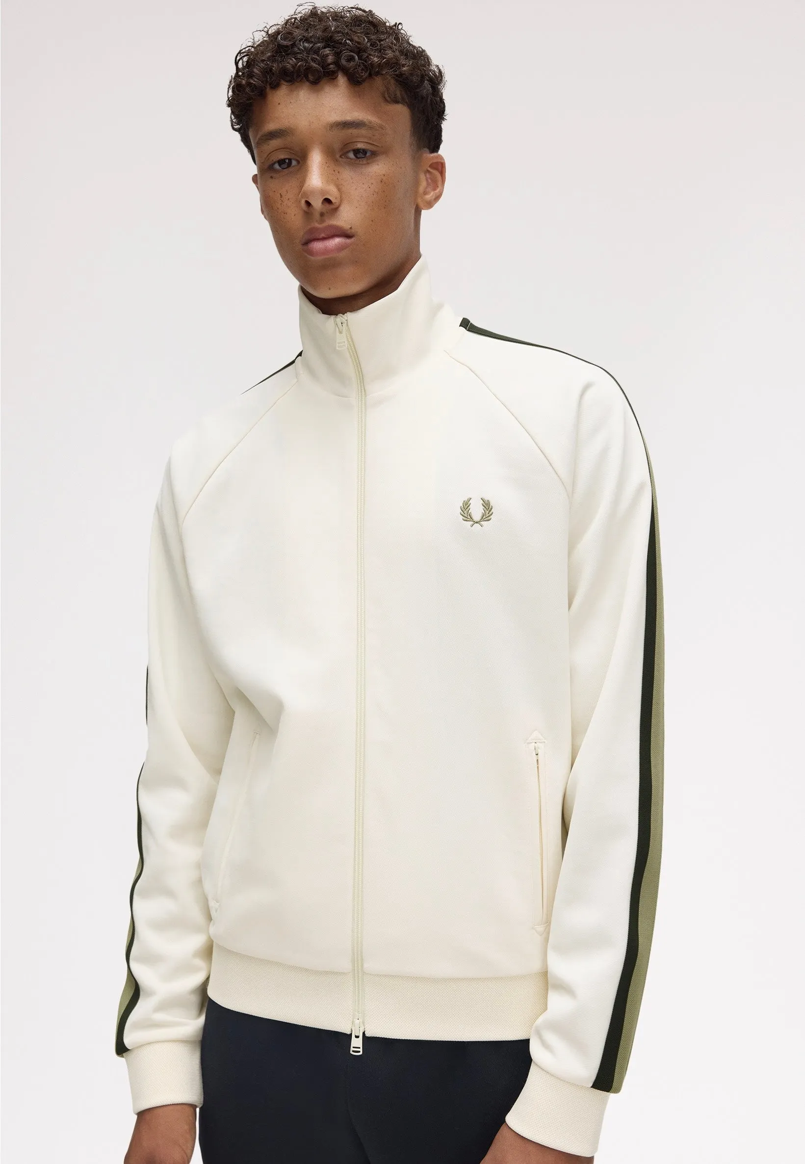 Assessment Stylish Outerwear Fred Perry - Two Colour Tape Light Ecru - Track Jacket