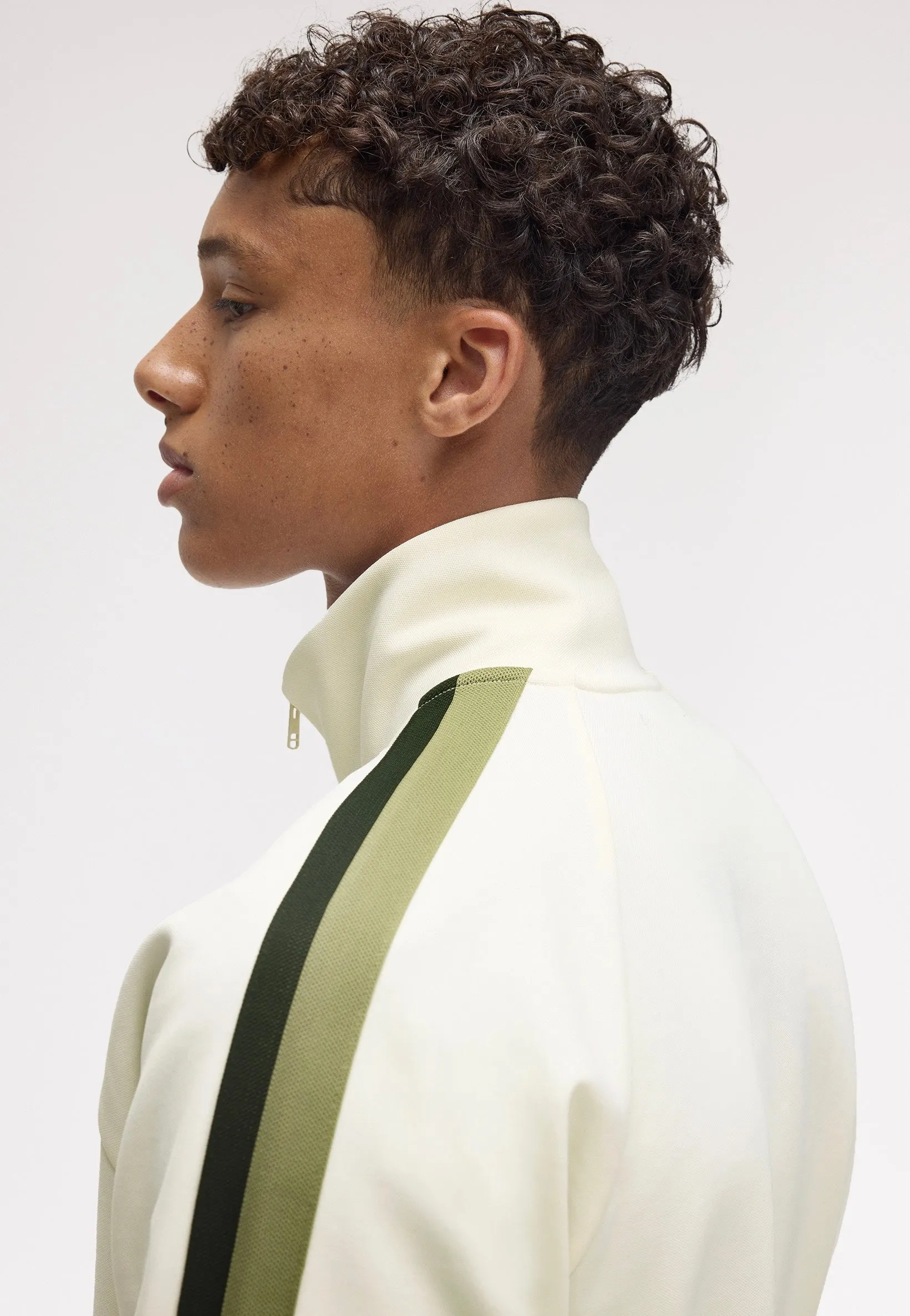 Floral Pattern Fred Perry - Two Colour Tape Light Ecru - Track Jacket