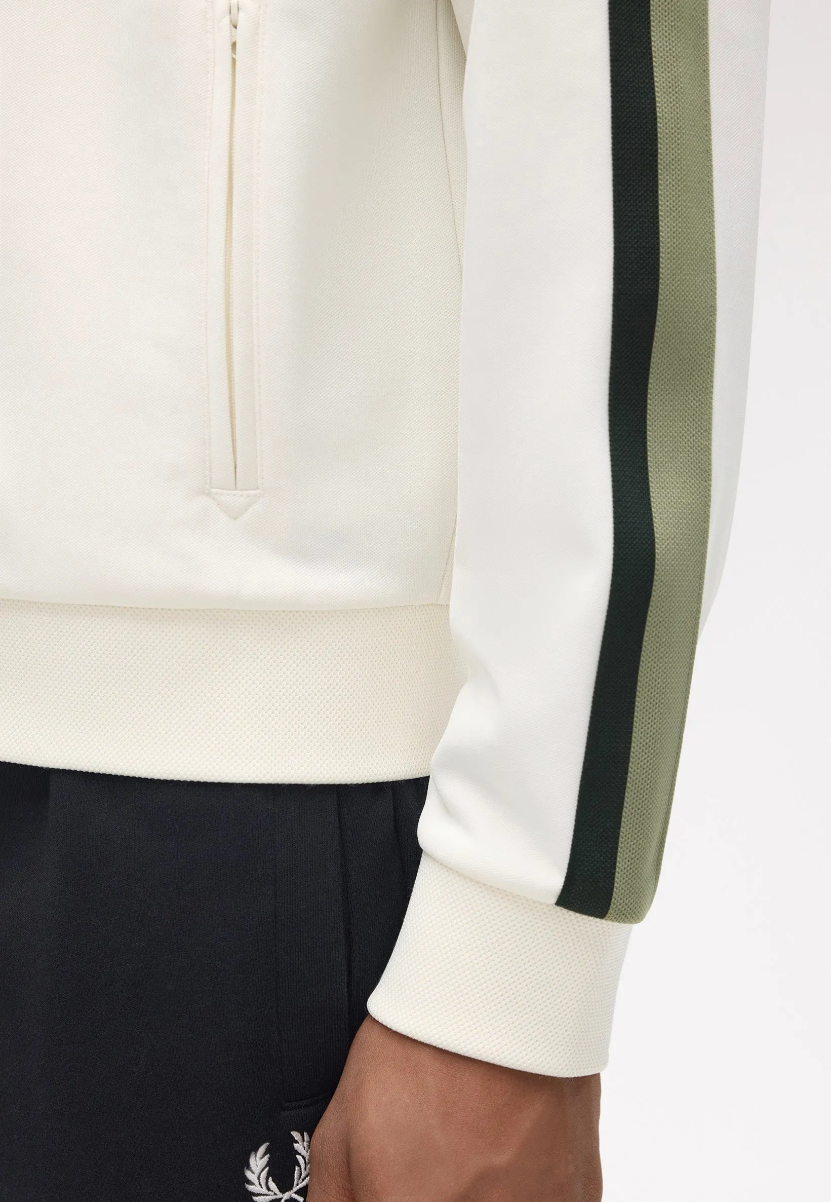 Floral Pattern Fred Perry - Two Colour Tape Light Ecru - Track Jacket